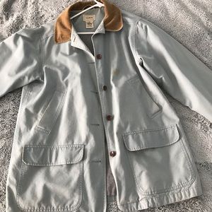 Pastel Blue Vintage LL Bean Coat, Corduroy Accents